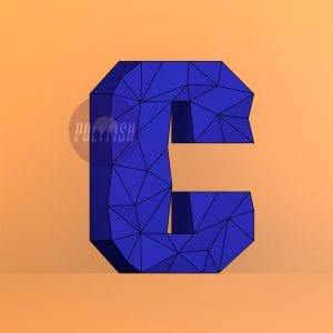 DIY Polygonal Letter C template Papercraft PDF