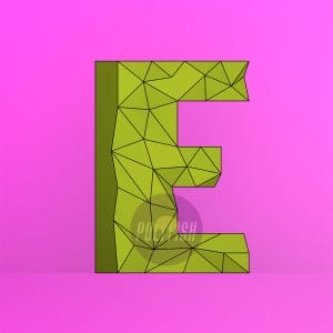 DIY Polygonal Letter E template Papercraft PDF