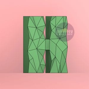 DIY Polygonal Letter H template Papercraft PDF