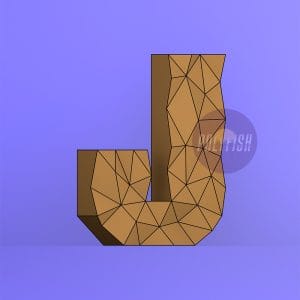 DIY Polygonal Letter J template Papercraft PDF