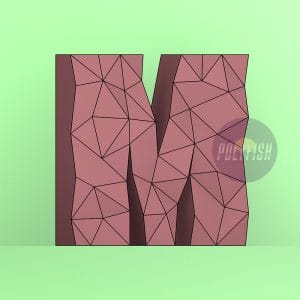 DIY Polygonal Letter M template Papercraft PDF