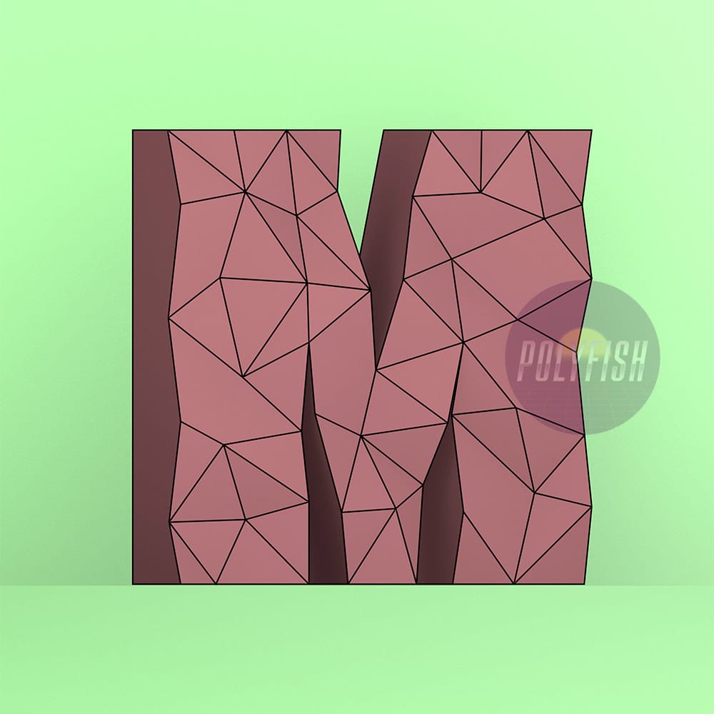 DIY Polygonal Letter M template Papercraft PDF