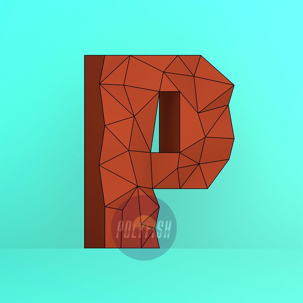 DIY Polygonal Letter P template Papercraft PDF