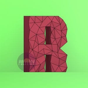 DIY Polygonal Letter R template Papercraft PDF