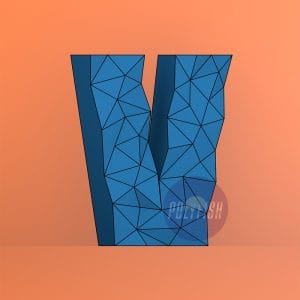 DIY Polygonal Letter V template Papercraft PDF