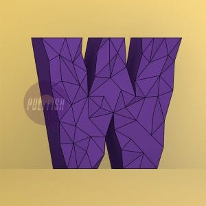 DIY Polygonal Letter W template Papercraft PDF