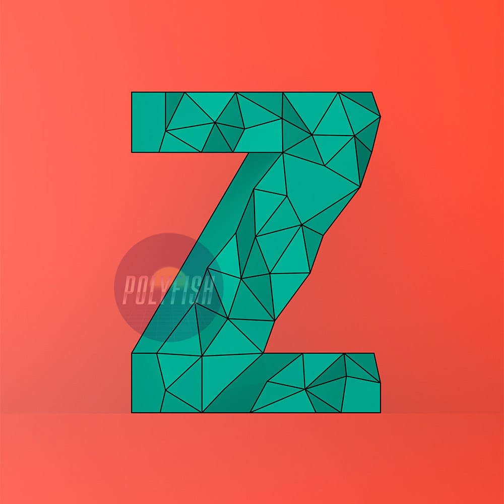 DIY Polygonal Letter Z template Papercraft PDF