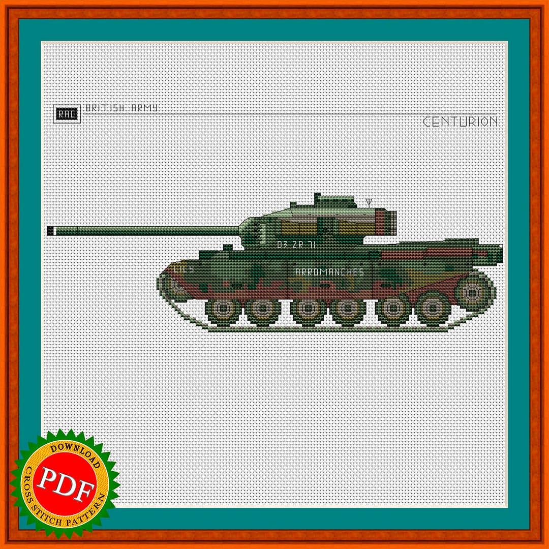 Centurion Tank Cross Stitch Pattern | Main Battle Tank Centurion 1 Centurion Mk 3 cross stitch pattern