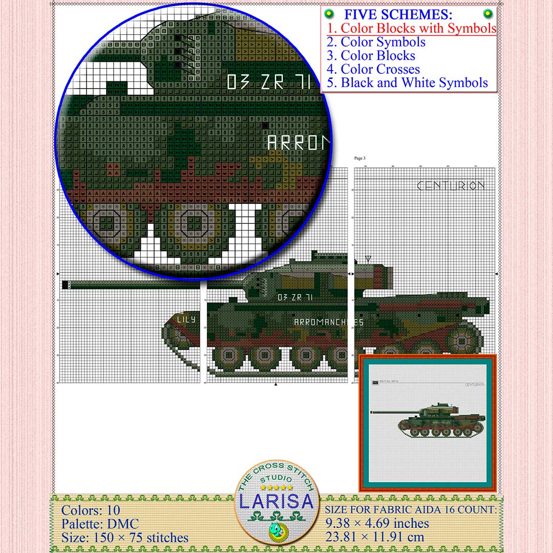 Centurion Tank Cross Stitch Pattern | Main Battle Tank Centurion 5 WWII British Centurion tank pattern