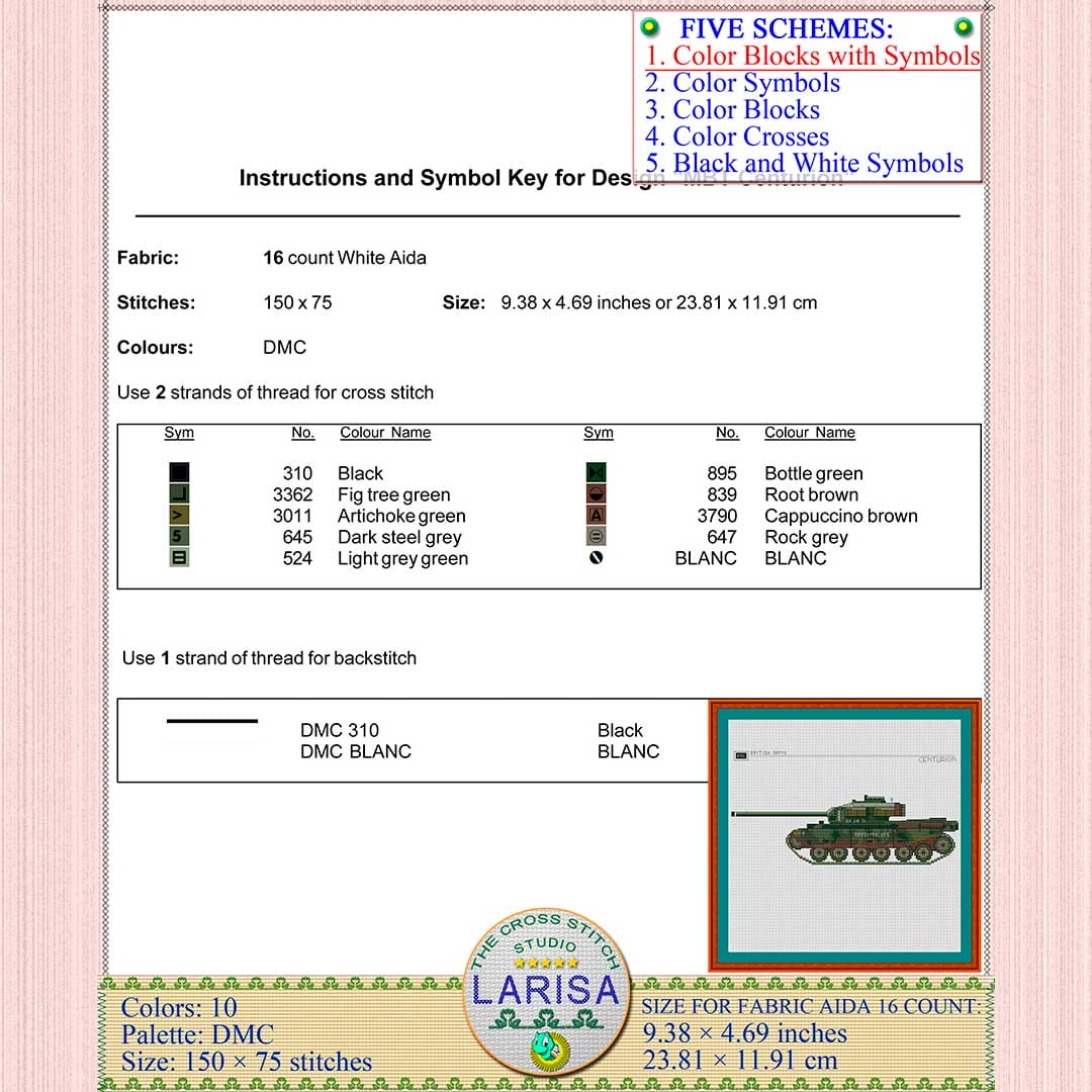 Centurion Tank Cross Stitch Pattern | Main Battle Tank Centurion 6 Korean War Centurion tank cross stitch