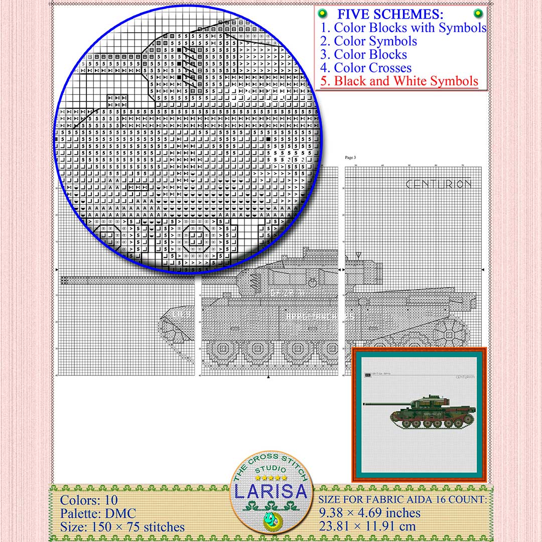 Centurion Tank Cross Stitch Pattern | Main Battle Tank Centurion 10 Centurion Tank Cross Stitch Pattern