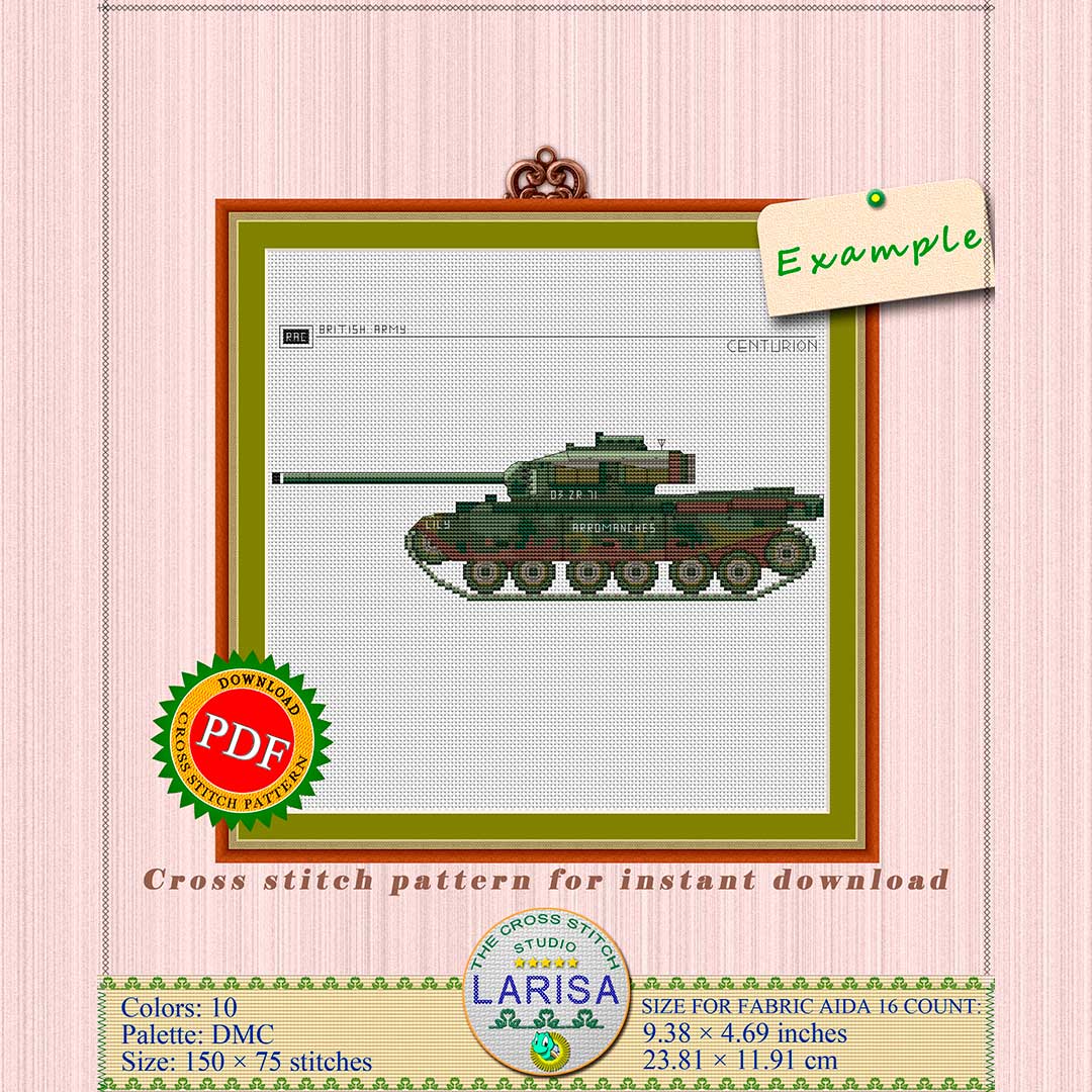 Centurion Tank Cross Stitch Pattern | Main Battle Tank Centurion 11 Centurion Tank Cross Stitch Pattern