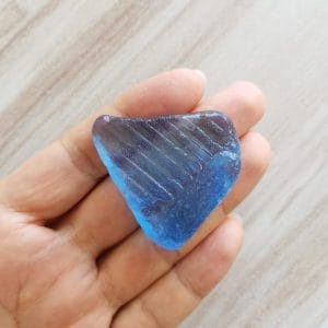 Blue sea glass heart B122