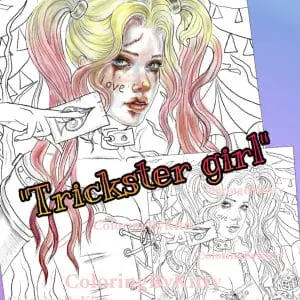 Single coloring page “Trickster girl”