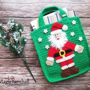 Santa Claus gift bag, Christmas crochet pattern, format pdf, Instant Digital, English