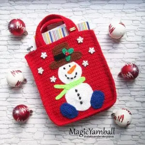 Snowman handbag, Christmas present, crochet pattern, format pdf