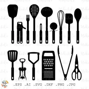 Kitchen Utensils Tools Svg Silhouette Cricut