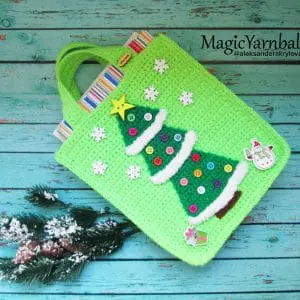 Tree gift bag, Christmas present, applique Christmas crochet pattern, packaging, Instant Digital, PDF, magicyarnball