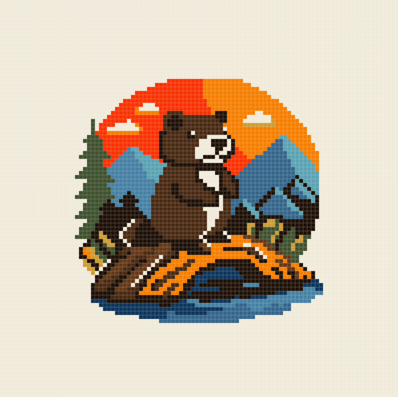 Beaver Easy Cross Stitch Pattern PDF DMC 1 Beaver