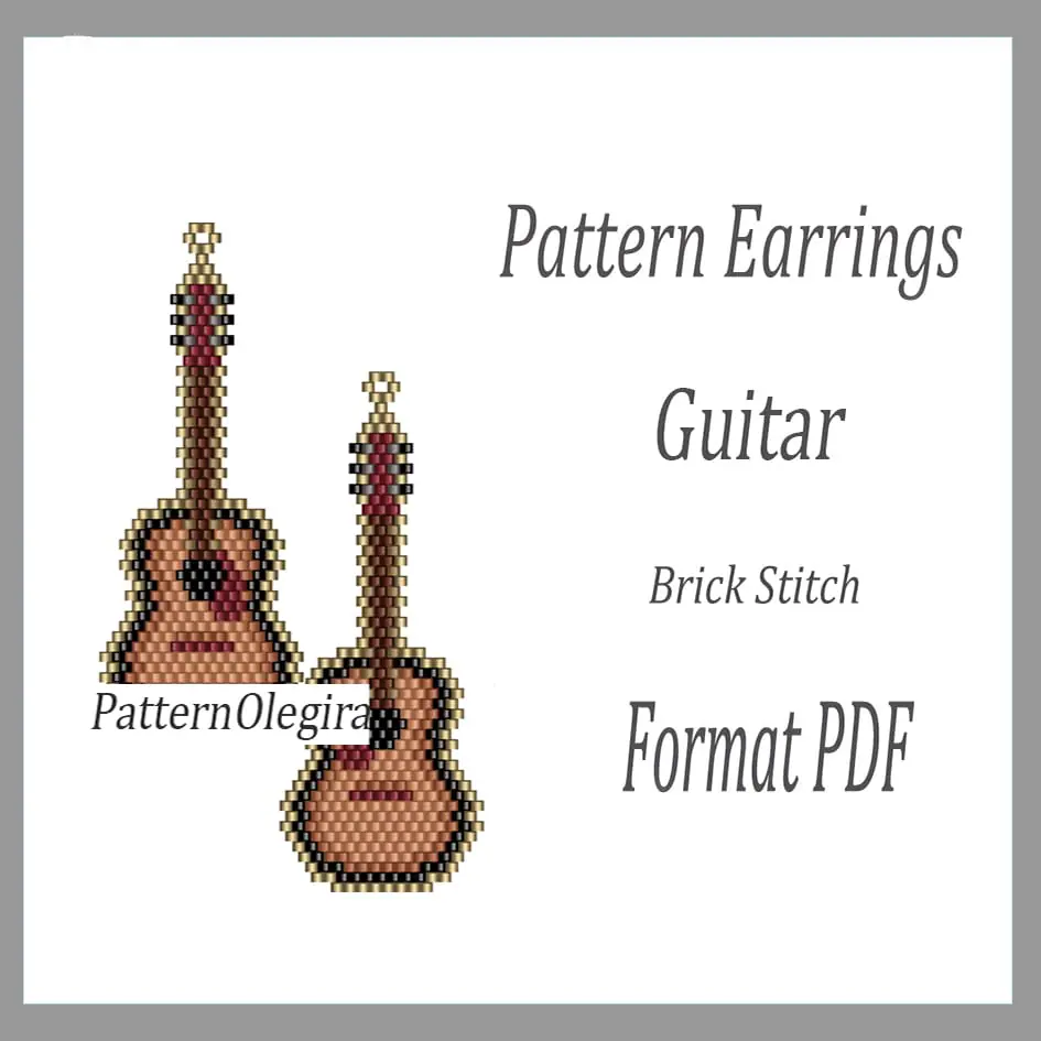 GUITAR Earrings bead pattern PDF Bead earrings pattern 1 Guitar earrings pattern Guitar bead pattern Brick Stitch pattern Olegirabeadpatterns