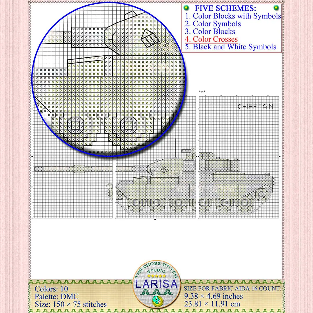 Chieftain Tank Cross Stitch Pattern | Main Battle Tank Chieftain 9 Chieftain Tank Cross Stitch Pattern