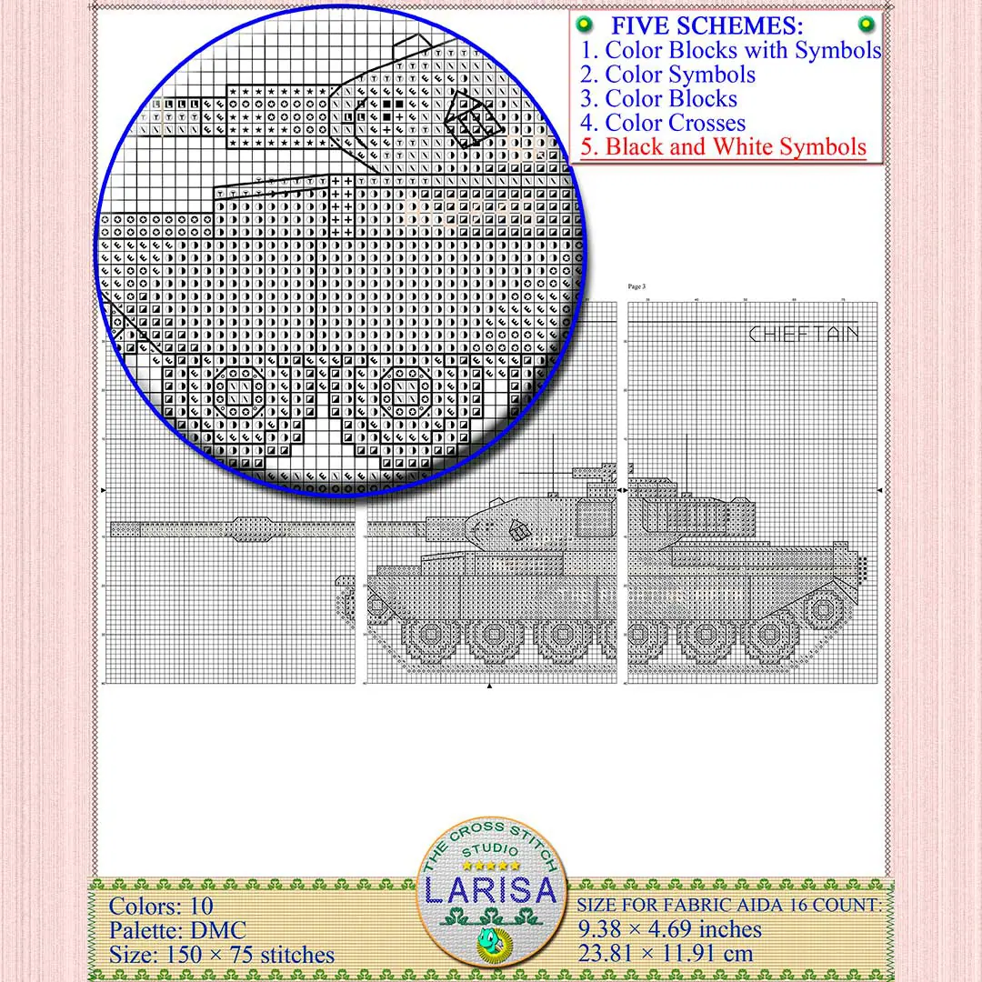 Chieftain Tank Cross Stitch Pattern | Main Battle Tank Chieftain 10 Chieftain Tank Cross Stitch Pattern