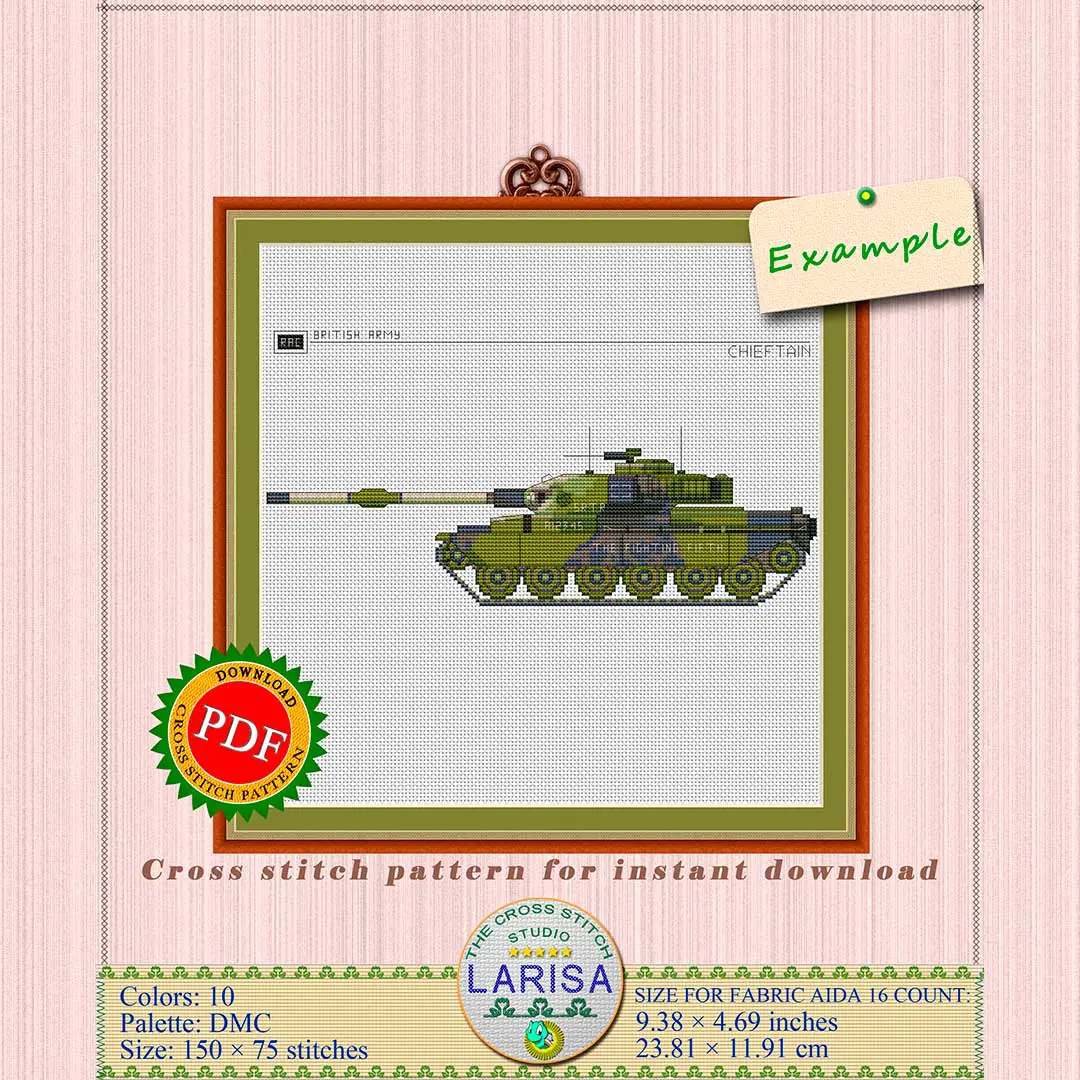 Chieftain Tank Cross Stitch Pattern | Main Battle Tank Chieftain 11 Chieftain Tank Cross Stitch Pattern