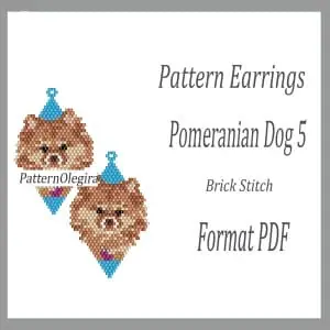 Pomeranian Dog 5 Earrings pattern Pomeranian dog bead patterns Olegirabeadpatterns