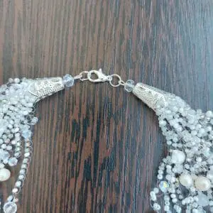 White small delicate airy layered beaded necklace with pearls