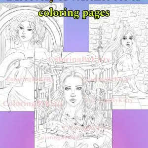 Set of 3 coloring pages "Discovery of Witches"