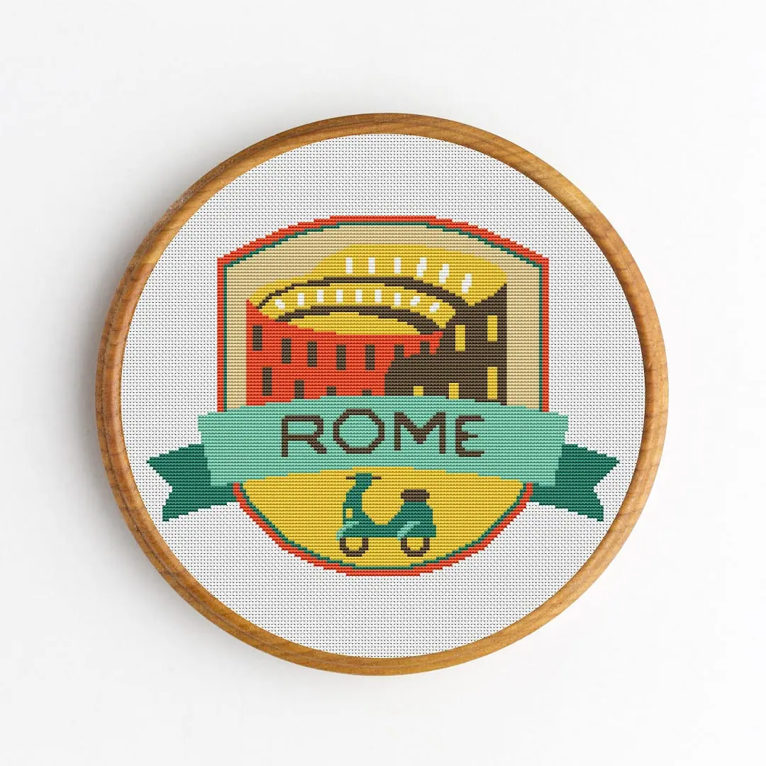 Rome Cross Stitch Pattern PDF, Travel, DIY Gift, Home Decor