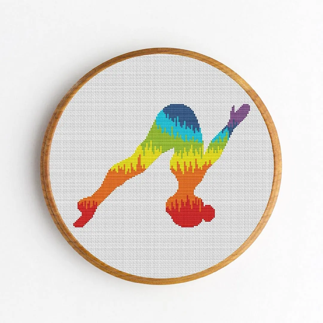 Yoga Cross Stitch Pattern PDF, Rainbow Yoga, DIY Wall Decor 3