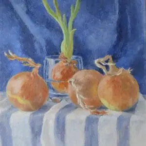 Wall art, Onions on blue, Oil, Still Life 1
