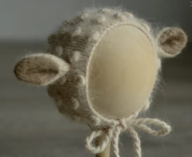 Newborn sheep bonnet Knitted Lamb baby hat Photo props