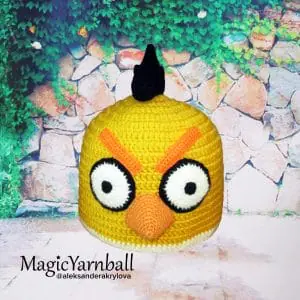 Free Hat yellow Bird, crochet pattern, for photoshoots, format PDF, magicyarn
