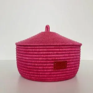 Raspberry-pink basket with lid 15 cm x 21 cm Free shipping