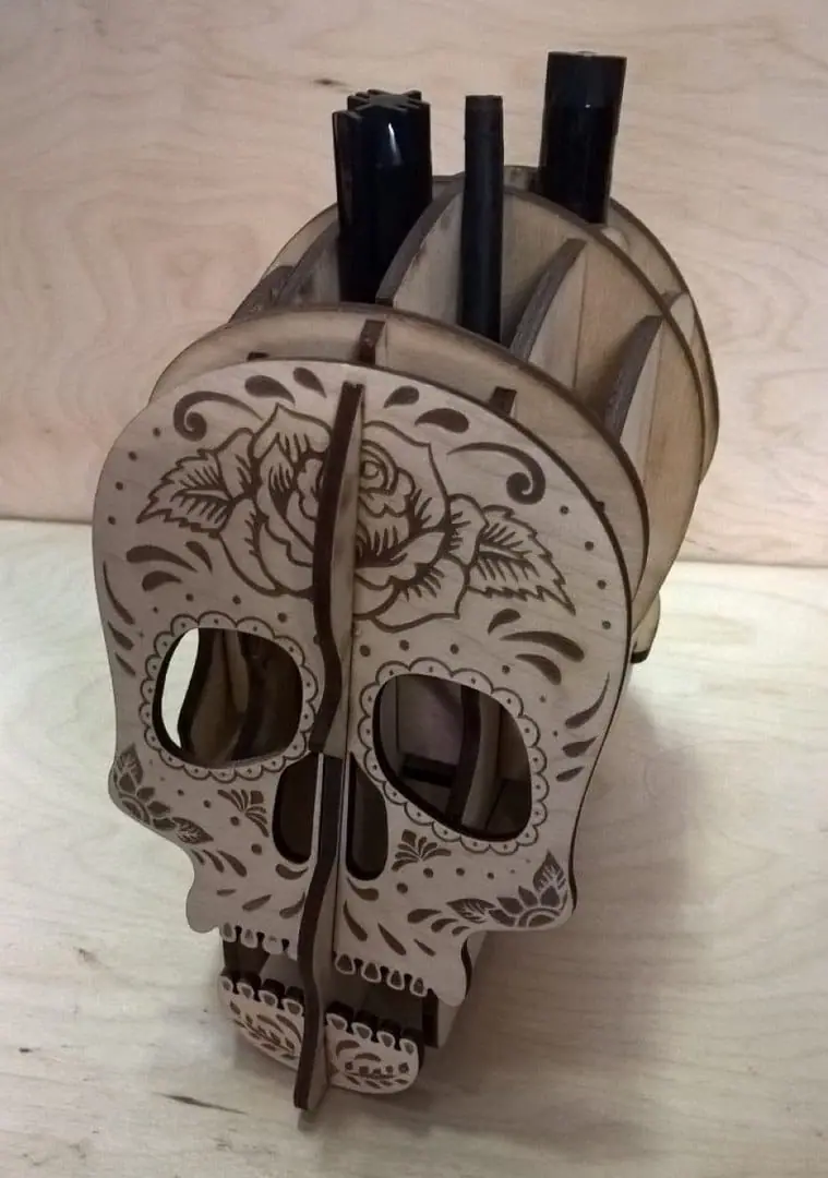 1 Successful Cnc Router Files Skull Pencil Holder Dxf Laser Cutting