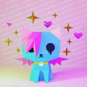 emo kitty, papercraft template (c) hobbymo.com