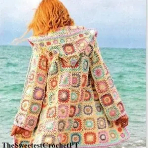Granny square hooded jacket crochet pattern Digital PDF