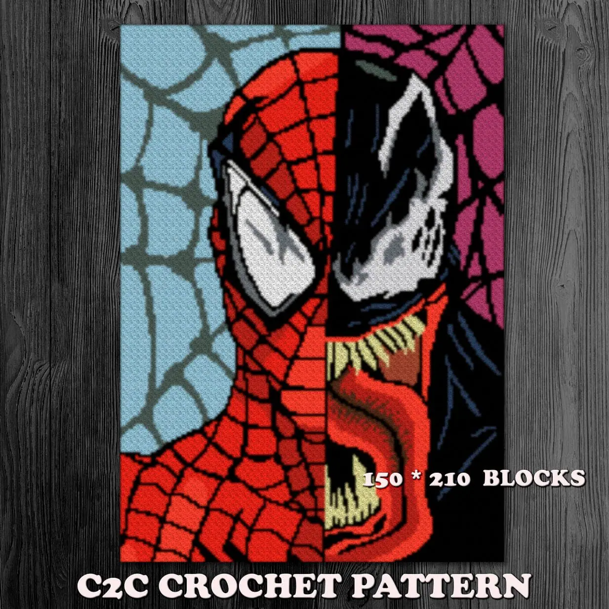 Venom VS Spiderman C2C crochet pattern 1 Venom VS Spiderman