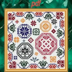 Cross stitch pattern Quaker Sampler