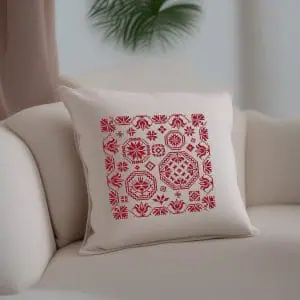 Quaker Sampler on Pillow