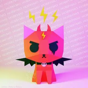 devil kitty, paper cat, 3d papercraft template (c) hobbymo.com
