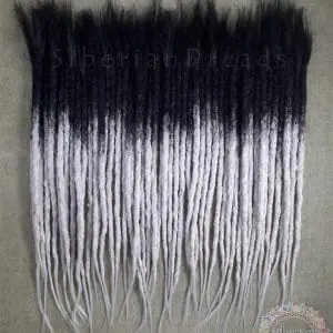 Black to gray ombre dreadlocks extensions