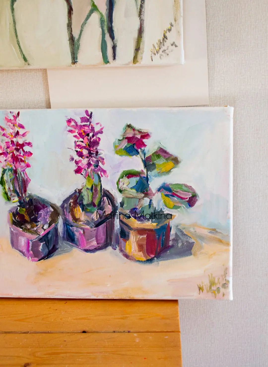 Hyocinth in a Pot Oil Painting for Eclectic Interior
