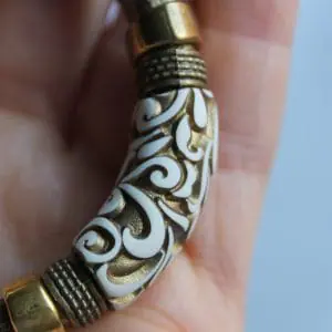 carved gold Polymer clay sliders for the regaliz leather Bracelet