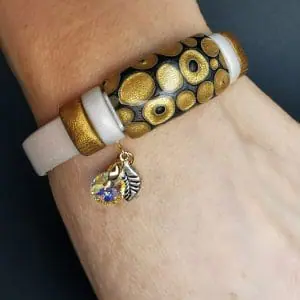 Gold silver Polymer clay sliders for the regaliz leather Bracelet