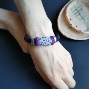 Mosaic multicolor Polymer clay sliders for the regaliz leather Bracelet