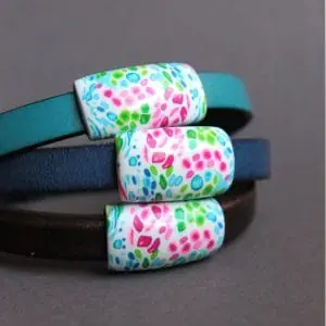 Mosaic multicolor Polymer clay sliders for the regaliz leather Bracelet (Copy)
