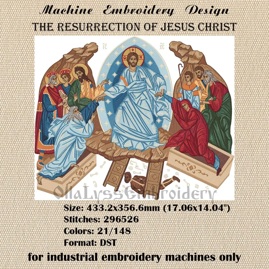 The Resurrection of Jesus Christ embroidery design 2 Resurrection of Jesus Christ embroidery design size